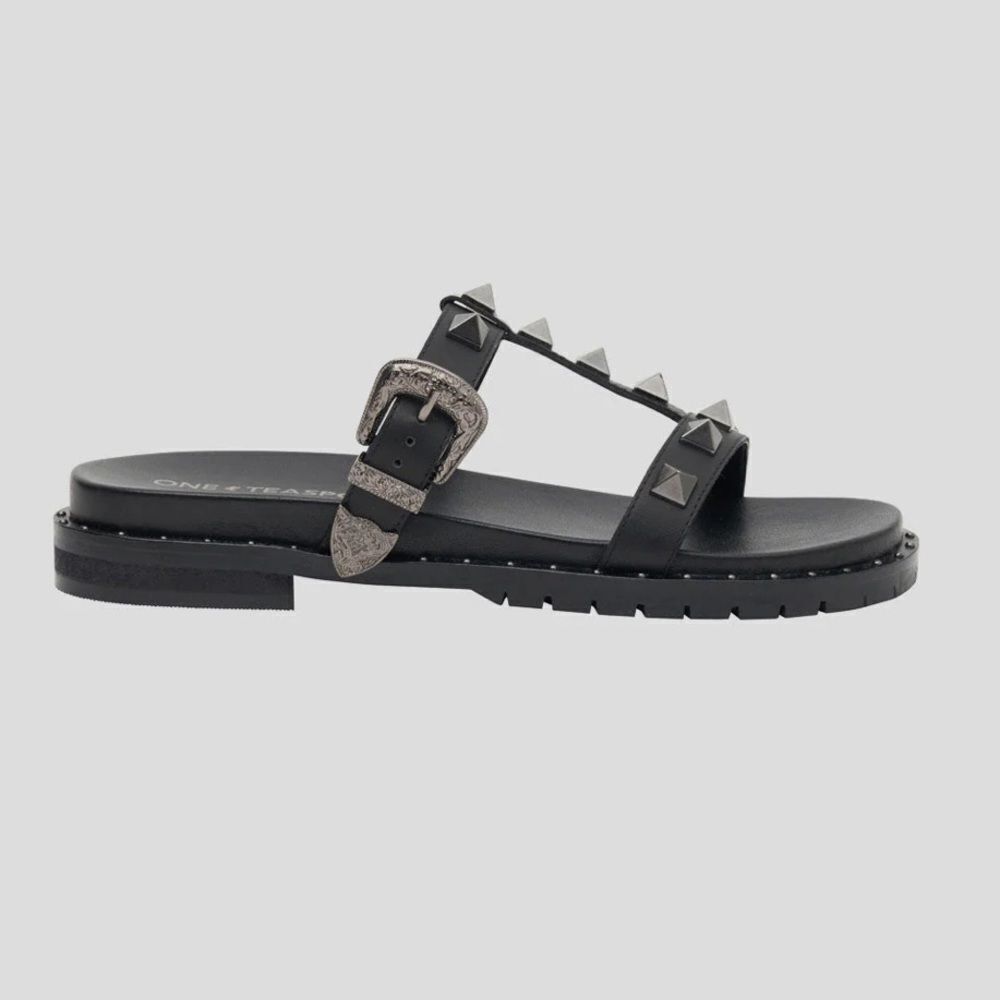 One Teaspoon Elise sandals black studded shoes slides free people NEW 42 11 - Picture 2 of 16